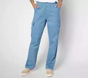 Denim & Co Womans Reg. Easy Wear Twill Pull-on Cargo Straight Leg Pants A633285 - Picture 1 of 16