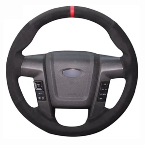 Top Leather Steering Wheel Hand-stitch on Wrap Cover For Ford F150 2009-2016 - Picture 1 of 14