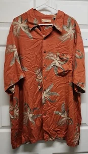 Karibik Herren rot Sandstein 100 % Viskose Knopfleiste Hawaiihemd Palmenmuster 2XT - Bild 1 von 4