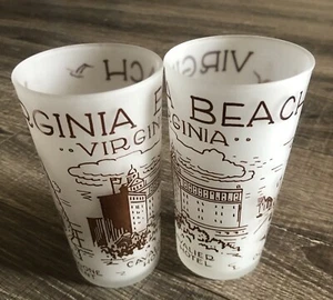 Selten Vintage Milchglas Virginia Beach Souvenir Bargeschirr Boone Cavalier Hotel Set - Bild 1 von 7