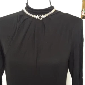 Necessary Objects black gathered mock neck sz L - Picture 1 of 5