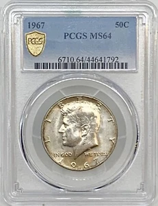 1967 Kennedy Half Dollar PCGS MS64 End Roll Toned Great Rich Dark Color & Luster - Picture 1 of 9