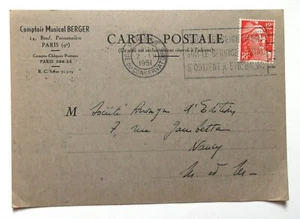 Carte postale correspondance commerciale Berger éditions Pierre Noël Paris 1951 - Imagen 1 de 2
