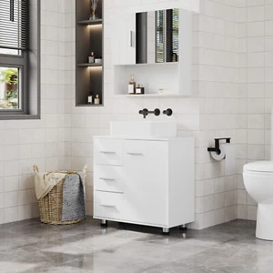 Badschrank Waschbeckenunterschrank Unterschrank 3 Schubladen 2 Fächer hinter Tür - Bild 1 von 12