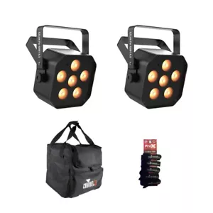 2x Chauvet DJ EZlink Par Q6BT ILS w/ Bag & Cable Ties - Picture 1 of 5