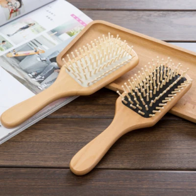 Natural Wood Hair Brush Comb Cushion Paddle Pin Bristle Massage Large Durable - Image 1 of 2
