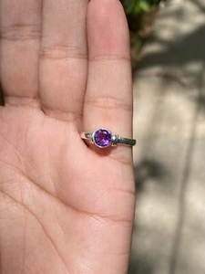 Anillo de amatista de plata de ley 925 anillo bohemio natural hecho a mano anillo de mujer - Imagen 1 de 8