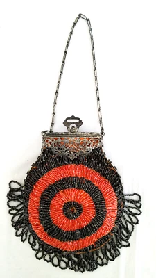 Czech Antique Art Deco Glass Beaded Purse ~ Filigree Frame ~ Czecho-Slovakia - Image 1 of 4