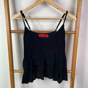 Tigerlily Tank Top Womens 12 Black Sleeveless Peplum Babydoll V-Neck Casual - Picture 1 of 9