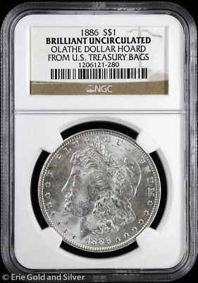 1886-P $1 Morgan Silver Dollar NGC Brilliant Uncirculated | Olathe Hoard UNC BU - Image 1 of 4