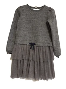 Crewcuts Long Sleeve Sweatshirt Tulle Dress - Large (10-12) Heathered Gray GUC - Picture 1 of 9
