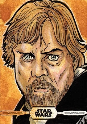 Topps Star Wars CHROME LEGACY - LUKE SKYWALKER Sketch Card Rich Hennemann 1/1 - Image 1 of 2