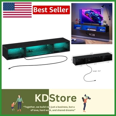 当代47.2英寸壁挂式电视支架带RGB LED灯和电源插座 — 第 1/4 张图片