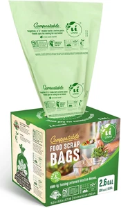 Compostable Trash Bags, 2.6 Gallon / 9.84 Liter, 100 Count, Extra Thick Liners - Picture 1 of 12