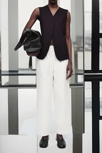 $139 COS Pants Mens L 34x27” Cotton Tapered Drawstring Wide Leg College LNWOT - Picture 1 of 15