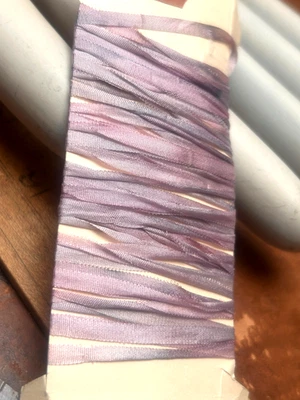 silk embroidery  ribbon trim flower 1/8" 4mm lilac shaded 1yd made in Japan - Image 1 of 4