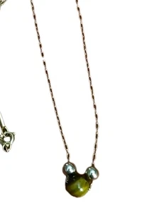 Collar colgante vintage ojo de tigre de 14" delicado - Imagen 1 de 5