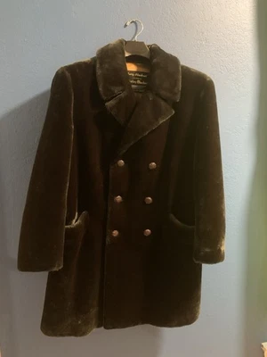 Abrigo de piel sintética vintage años 60 70 Borg-Alaskan de Stanley negro talla 42 Foto 1 de 4