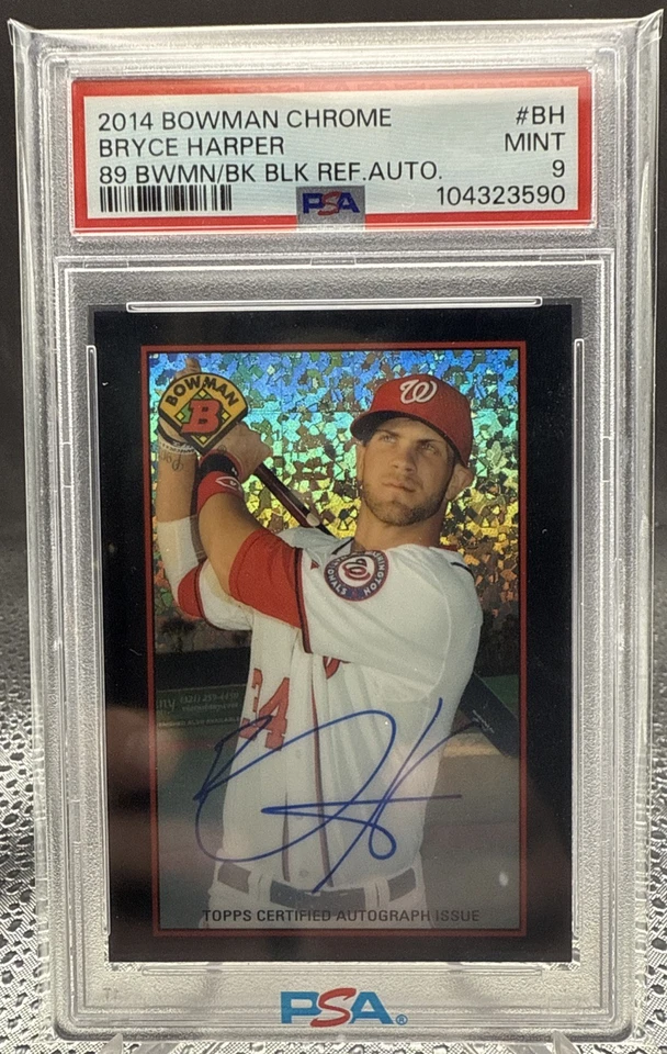 2014 Bowman Chrome Bryce Harper 89 Bowman Back Black Refractor Auto /15 - Image 1 of 3