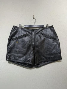 Pantalones Cortos Harley-Davidson Low Rider Para Mujer 12 Cuero Negro Motociclista Bolsillos con Cremallera Y2K - Imagen 1 de 14