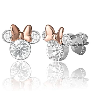 Disney Minnie Mouse Birthstone Jewelry Silver Plated Crystal Stud Earrings for W - Picture 1 of 6