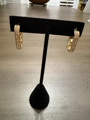 Park Lane Earrings Gold Tone, Clear  Rhinestone Oval Hoops Jewelry NEW - Image 1 of 4