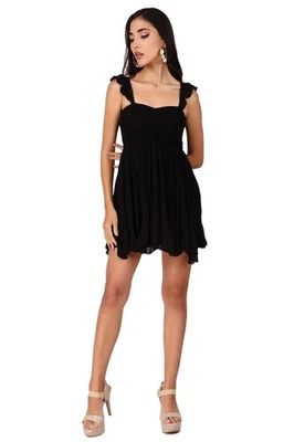 ThePirateDressing Summer Bohemian Cottagecore Gypsy Beach Smoked Mini Dress with - Image 1 of 4