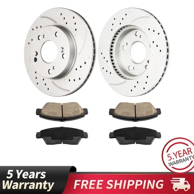 Kit de freio dianteiro com fenda de broca para 2012-2014 Honda Civic 2013-2014 Acura ILX 6PC - Imagem 1 de 4