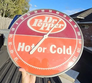 Seltenes Vintage 18 Zoll Dr Pepper Thermometer Schild heiß oder kalt Soda Pop Händler  - Bild 1 von 7