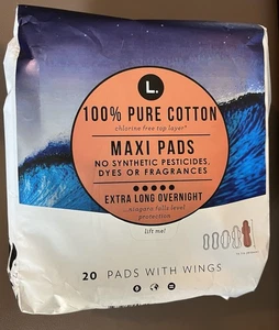 Maxi almohadillas L. algodón extra largas para pasar la noche capa superior sin cloro 20 ct - Imagen 1 de 5
