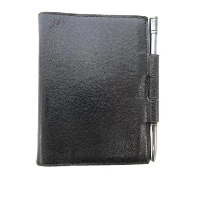 Cubierta de cuaderno HERMES usada pluma de cuero incluida negra/JS ■GY11 para hombre Foto 1 de 4