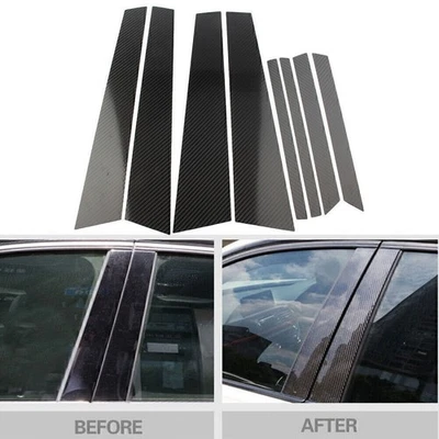 FOR BMW X6 E71 2009-2014 Pillar Posts Door Carbon fiber Trim Decal Cover Kit - Image 1 of 4