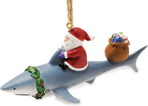 Ornamento squalo cavalcante Babbo Natale Cape Shore - Foto 1 di 12