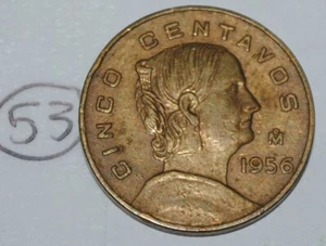 1956 Mexico 5 Centavos Cinco Centavos KM#426 Lot# 53 - Picture 1 of 2