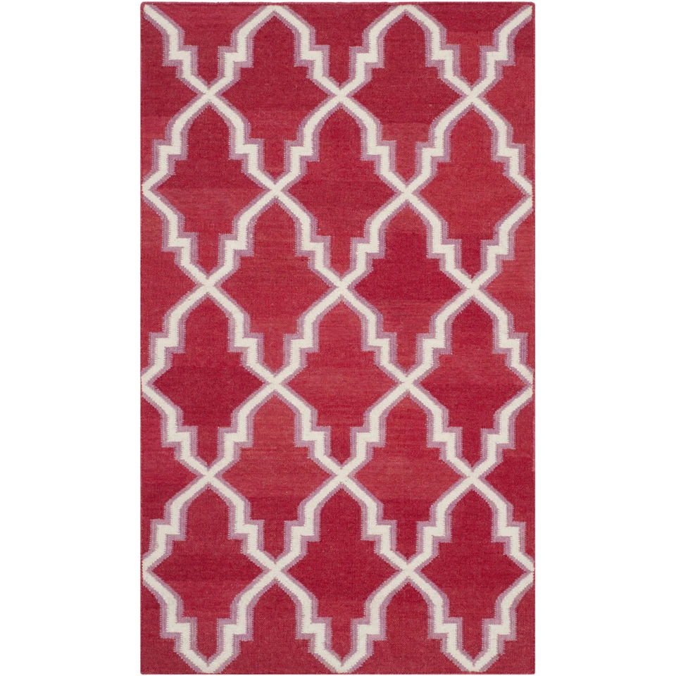 SAFAVIEH Dhurries DHU564A Handwoven Red / Ivory Rug - Image 1 of 4