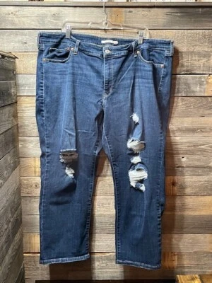 Women’s Levi Strauss & Co Boyfriend Blue Jeans, Size 24W, Distressed - Image 1 of 4
