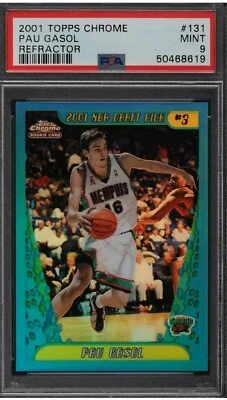 2001 Topps Chrome Refractor Pau Gasol ROOKIE RC #131 PSA 9 MINT - Image 1 of 2