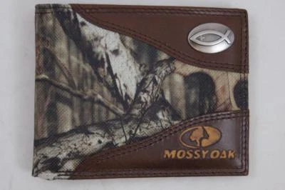 ZEP PRO Ichthys Christian Fish Mossy Oak Camo Bifold Wallet Tin Gift Box - Image 1 of 4
