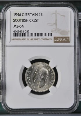 Great Britain - 1946 George VI Silver Shilling - Scottish Crest- NGC MS64 - Image 1 of 2