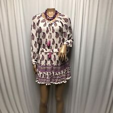 Swoon Boutique Dress Womens Small Purple Boho Pom Poms Hem Mini