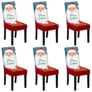 4pcs/6pcs Christmas Dining Chair Covers Santa Claus Removable Washable Slipcover - Picture 1 of 12