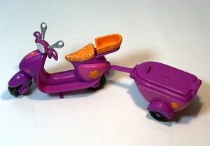 Scooter T20 Mattel Vintage 2002 Polly Pocket Snack Time con remolque púrpura rosa - Imagen 1 de 3