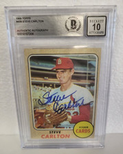 1968 TOPPS STEVE CARLTON SIGNED AUTOGRAPHED CARD #408 BECKETT 10 AUTO