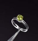 925 Solid Sterling Silver Faceted Green Peridot Ring-8 US g423