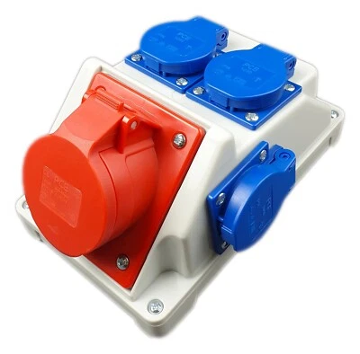 ROAD Kombi Wandsteckdose CEE 16A 5P mit 3x Schuko 230V, PCE steckosen IP44