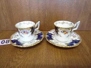 Coalport Cobalt Blue BATWING - 2 tazas y platillos de café espresso/demi taza - Imagen 1 de 14