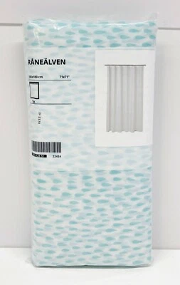 Ikea RÅNEÄLVEN Cortina de Ducha, Blanco/Turquesa Gota de Lluvia 71" x 71" - NUEVO Foto 1 de 4