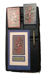VTG New Boxed Nu-Vue Bridge Cards Game Pencil Score Pad 2 Deck King & Queen - Picture 1 of 8