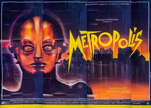Metropole Fritz Lang riesiges französisches Vintage Filmplakat Original R1984 - Bild 1 von 15