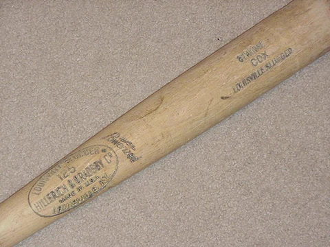 Casey Cox H&B Game Used Bat Washington Senators Rangers Yankees Cover